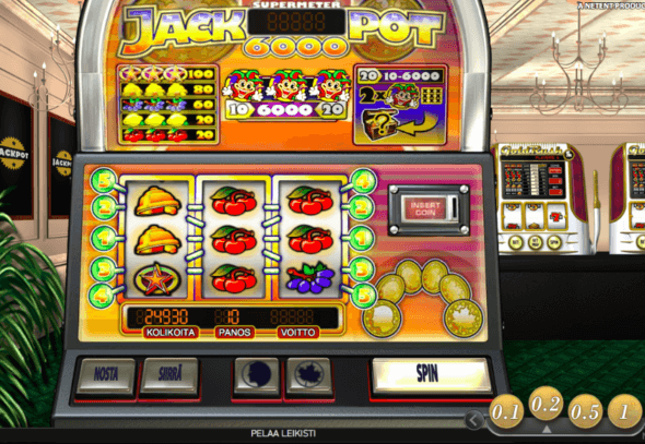 Jackpot 6000 hedelmäpeli muistuttaa peliautomaattia.