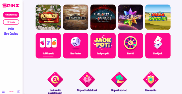 Spinz Casino bonus