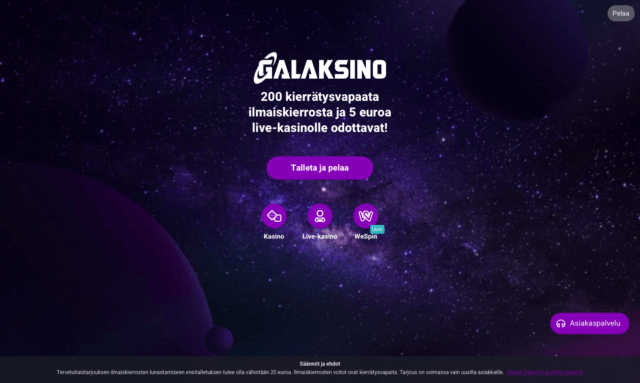 Galaksino on pay n play casino jossa kierrätysvapaat ilmaiskierrokset.