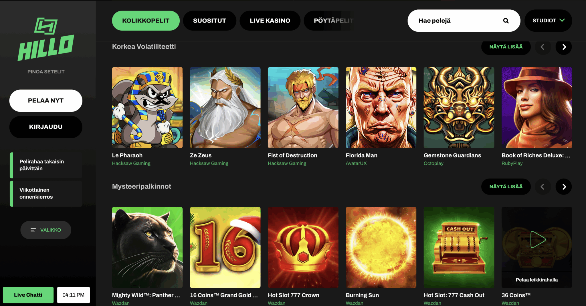 võida Hillo Casino igapäevane boonus