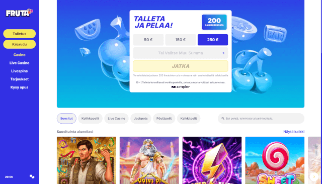 Fruta casino pankkitunnuksilla