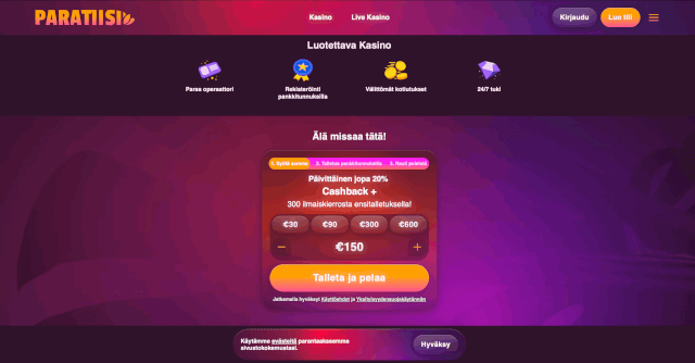 Paratiisi casino kokemuksia