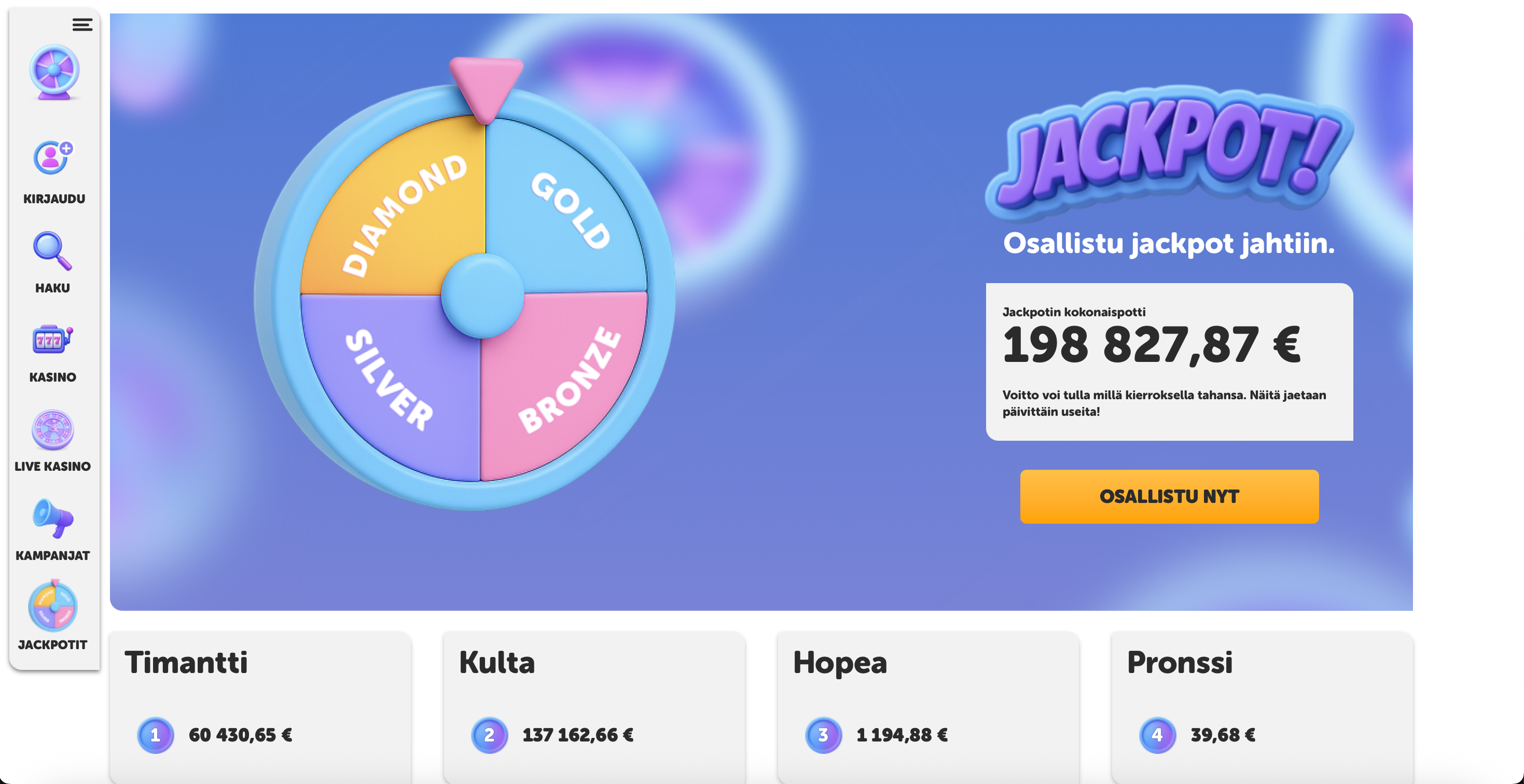 Kiekka kasino jackpot