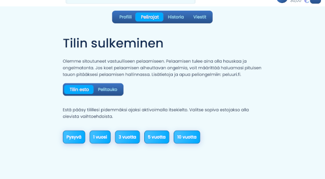 taikaspinni kasino tilin sulkeminen
